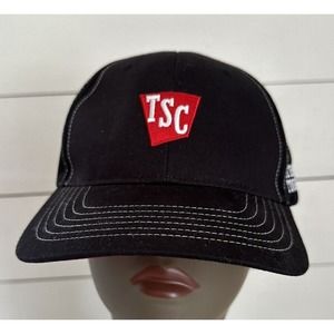 Tractor Supply Company Black Red TSC Logo Trucker Hat Cap Stronger Together NWOT